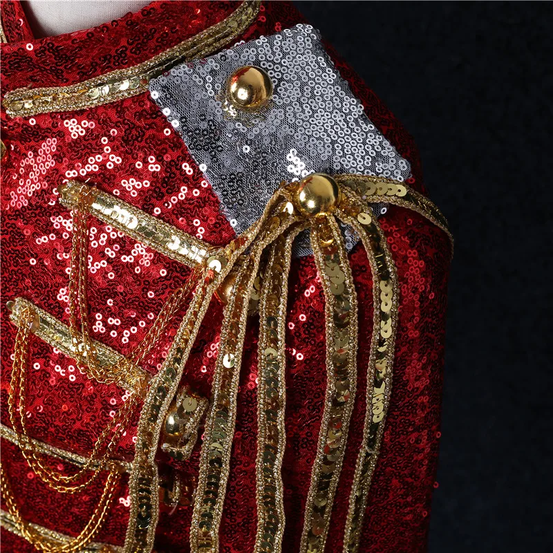 Новые мужские пиджаки Одежда певцов черный красное серебро блестками