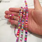 Плоские круглые бусины из полимерной глины длиной 40 см, 34568 мм, дисковые свободные промежуточные бусины ручной работы для изготовления ювелирных изделий своими руками, браслетов