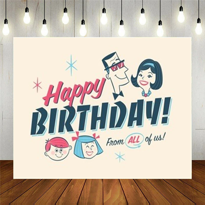 

Nitree Photo Studio Props Vinyl Photography Backdrop Kids Happy Birthday Decoration Vintage Style Family Birthday Background