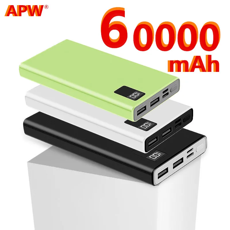 

Power Bank 60000mAh Portable Charging Power Bank 10000mAh USB Power Bank External Battery Charger For iPhone 12Pro Xiaomi Huawei