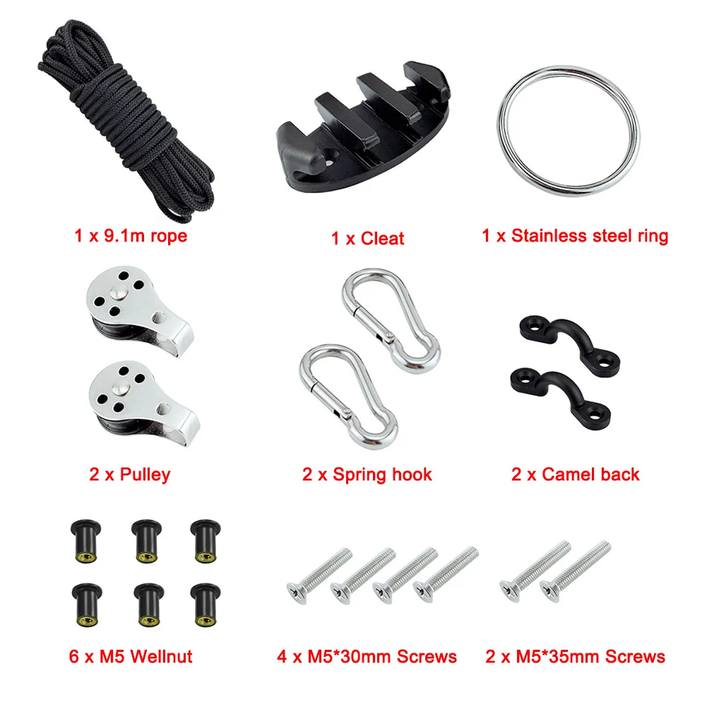 

Boat Deck Stable Screws Cleat With Pulleys Water Sports Marine Durable Easy Install Kayak Canoe Ring Anchor Kit Rigging