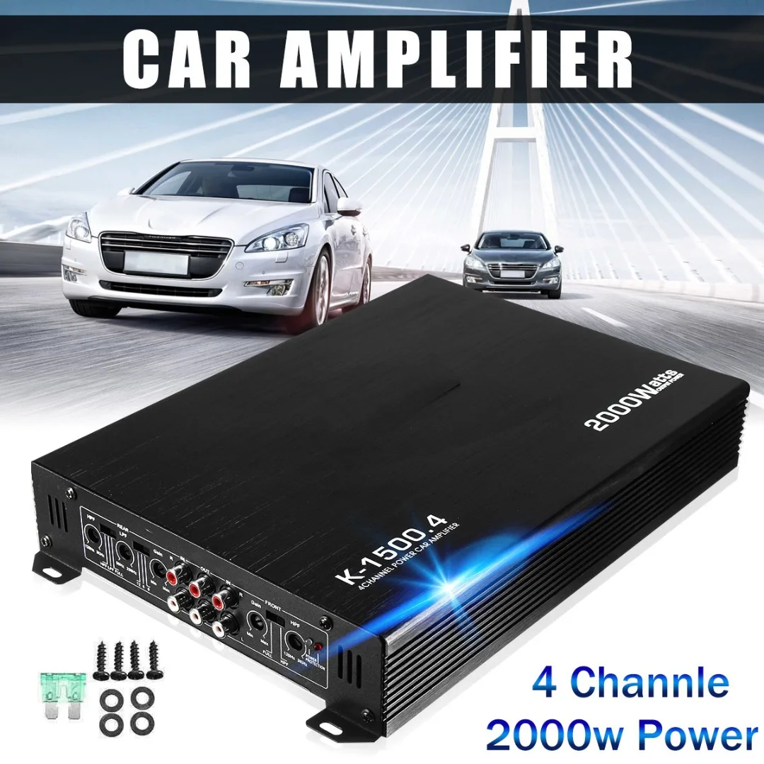K-1500 2000W 12V 4 Channel Car Automotive Amplifier Stereo Audio Power Amp Car Stereo Audio Amplifier