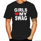 Футболки с надписью LOVE MY SWAG для девочек, Мужская футболка, мужские рубашки, трендовая одежда с коротким рукавом, футболка, подарок, больше размеров и цветов