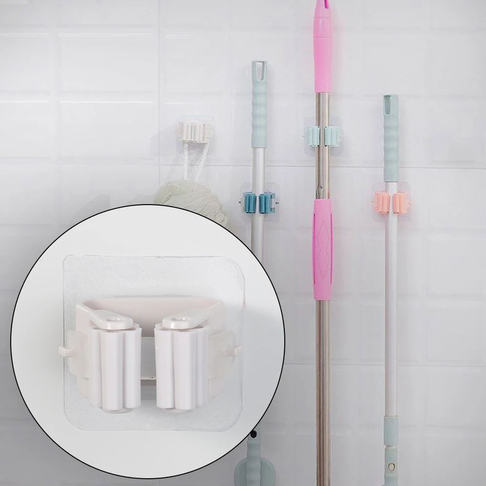 

Wall Mounted Mop Organizer Holder Brush Broom Hanger Home Storage Rack Bathroom Suction Hanging Pipe Hooks Household Tools home