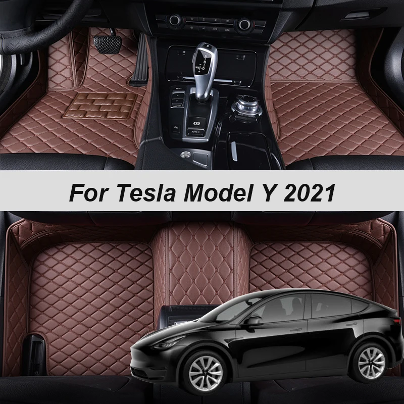 

100% подходит под заказ кожаные автомобильные коврики для Tesla Model Y 2021 коврики подставки для ног аксессуары