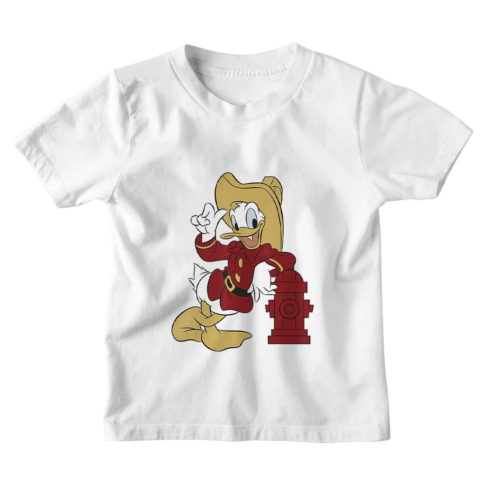 Camisetas con estampado de pato Donald para ni&ntilde;os, ropa de manga corta con cuello redondo para exteriores, Unisex, c&oacute;moda, novedad de verano-3