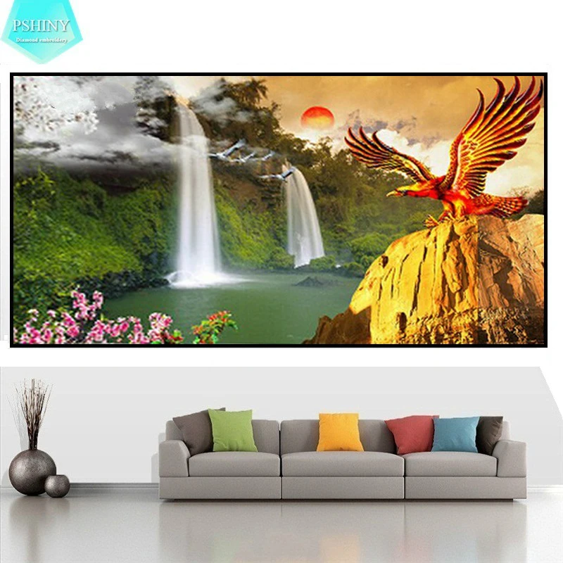 PSHINY 5D DIY Алмазная вышивка распродажа Орел пейзаж полная дрель круглые стразы