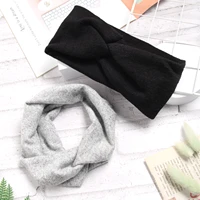 fashion women girls casual cotton stretchy headband sport knitted solid color hair band washing makeup elastic hair accessories