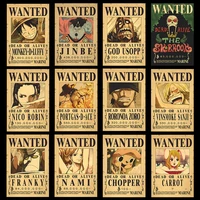 10pcsset anime one piece vintage posters children room living wall decoration cartoons pirate wanted paintings stickers toys