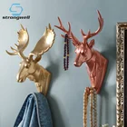 Strongwell скандинавский крючок из смолы с головой животного, крючок для ключей с отверстием для пальто, настенный многофункциональный декоративный крючок для домашней двери