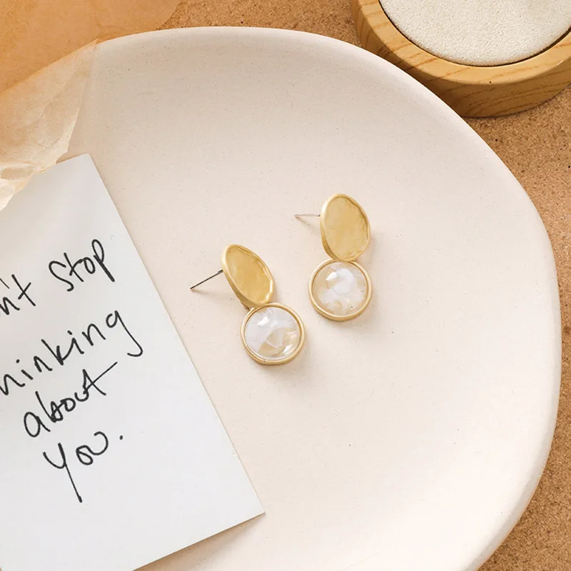 Мрамор серьги гвоздики с рисунком в стиле ретро Стиль маленькие круглые сережки