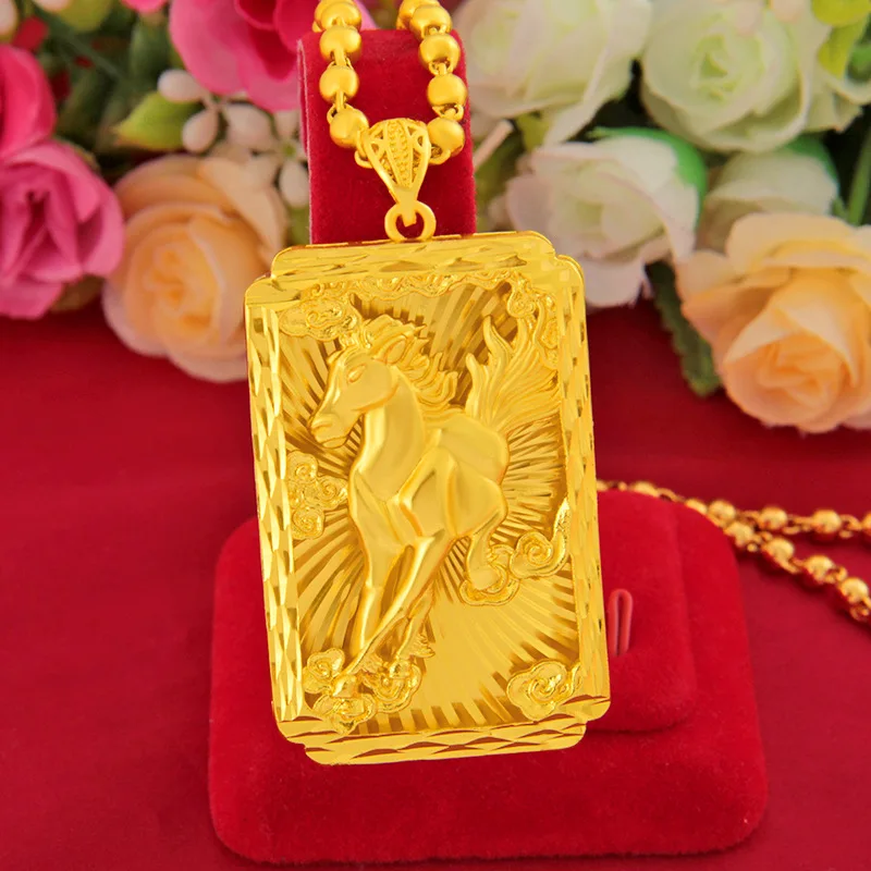 

Classic Basic 24k Yellow Gold Plated Necklace Pendant for Men Gold Pegasus Shaped Pendants Chain Clavicle Choker Jewelry Gifts