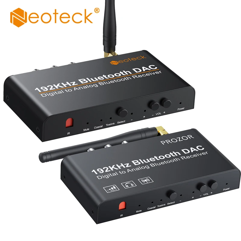 Bluetooth-совместимый ЦАП Neoteck, 192 кГц, поддержка регулировки громкости/отключения/включения/выключения питания, ИК-конвертер для пульта дистанционного управления, аудио адаптер - изображение