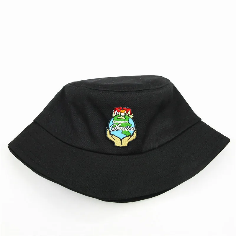 

2021 Earth Embroidery Cotton Bucket Hat Fisherman Hat Outdoor Travel Hat Sun Cap Hats for Men and Women 389
