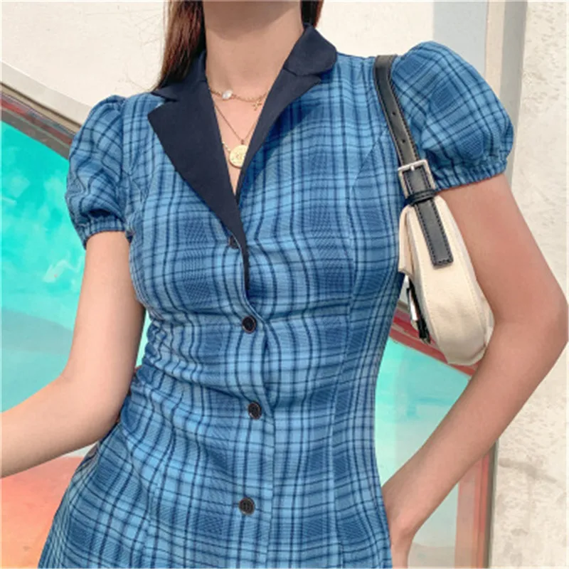 Новинка 2020 летнее женское модное платье женские повседневные платья клетчатое с
