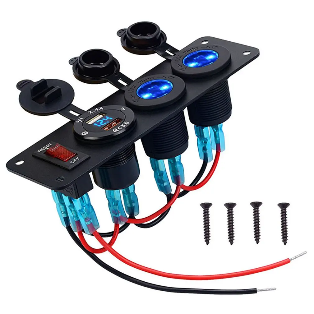 

Mobile Phone Charger Car Central Control Single Fast Charge Dual USB Digital Display Voltage With Lamp Holder