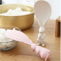 2021 creative rice scoop new cute rabbit standing rice spoon wheat straw rice spoon non stick