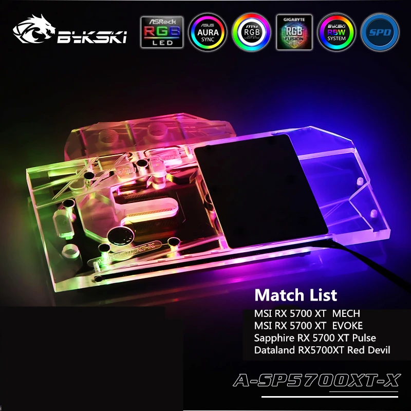 Блок и охладитель Bykski VGA 12 В RGB или 5 A для MSI RX 5700 XT MECH/EVOKE Sapphire Pulse Dataland Red Devil SP5700XT