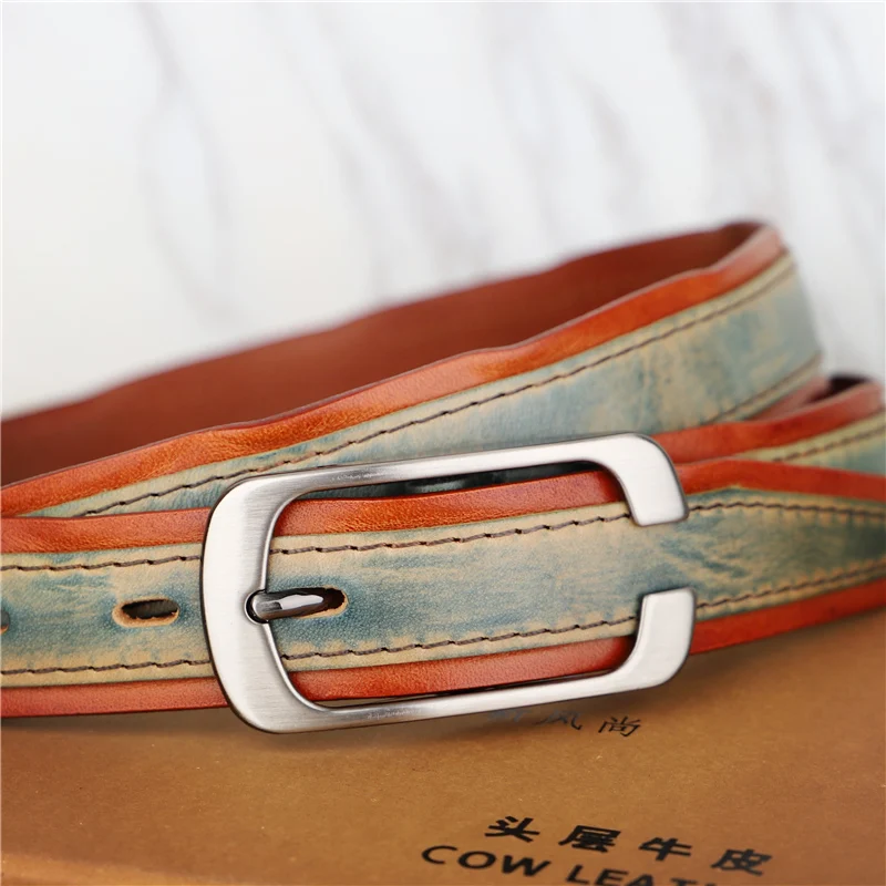 Belts for Women Luxury Designer Brand Retro Hand Stitching Cowhide Fashion Wild  Jeans Belt