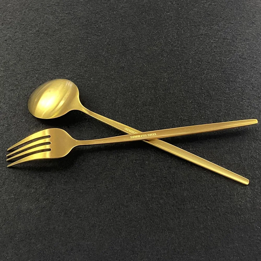 

Dinnerware Cutlery Western 18/10/set Home Tableware Set 36Pcs Tea Stainless Steel Gold Matte Knife Fork Spoon Dishwasher Set
