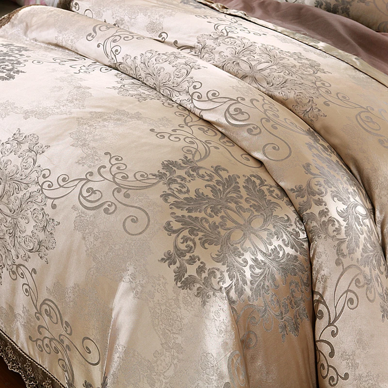 Brown Lace Bed Skirt Design Bedding Sets King Queen Size Wedding Set Jacquard Duvet Cover Bedlinen Bedspread Home Textile | Дом и сад