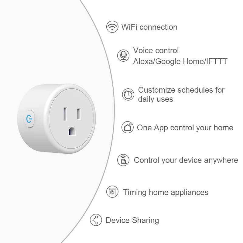 

WiFi Smart Socket EU/US/UK Plug Remote Control Compatible with Alexa