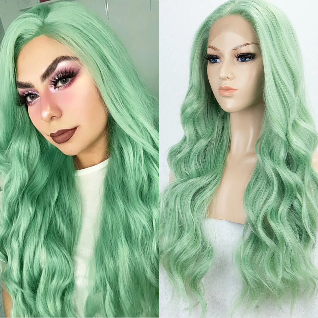 

Gossamelle Body Wave Wig Lace Front Synthetic Hair Wigs for Women Long Cosplay Wig Heat Resistant 22 Inch Meddle Part