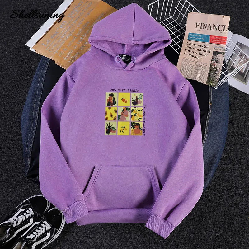 

Shellsuning 2021 Autumn Character Painting Printed Hoodies Women Harajuku Loose Hooded Sweatshirts Long Sleeves Female Clothing
