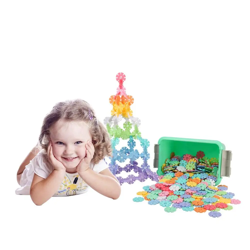 

Macaron Color Snowflake Building Blocks Children DIY Building Kit Kids Educational Construction Kindergarten Toy Gift 200-600PCS