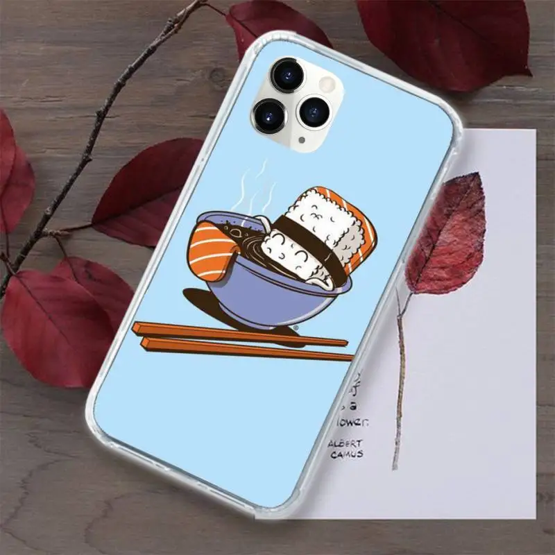 

Sushi food Cartoons Phone Case Transparent for iPhone 11 12 mini pro XS MAX 8 7 6 6S Plus X 5S SE 2020 XR