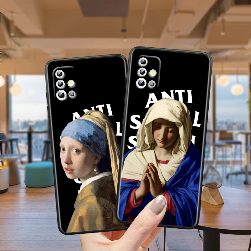 

Oil painting fashion For Samsung Galaxy A52S A72 A71 A52 A51 A12 A32 A21S 4G 5G Fundas Soft Black Phone Case Capa Coque