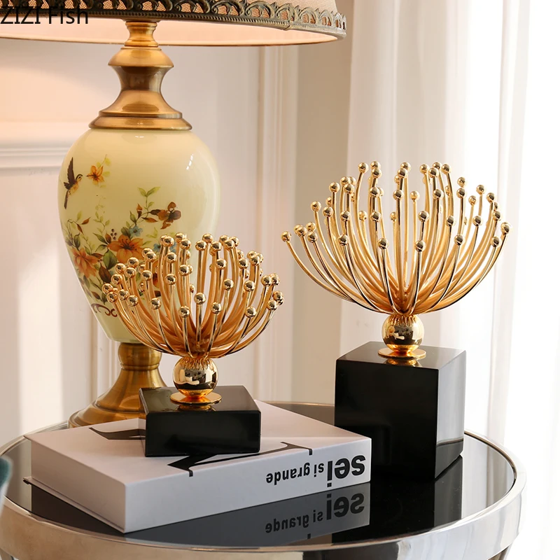 Креативные скандинавские современные золотые цветы украшения Мраморная основа