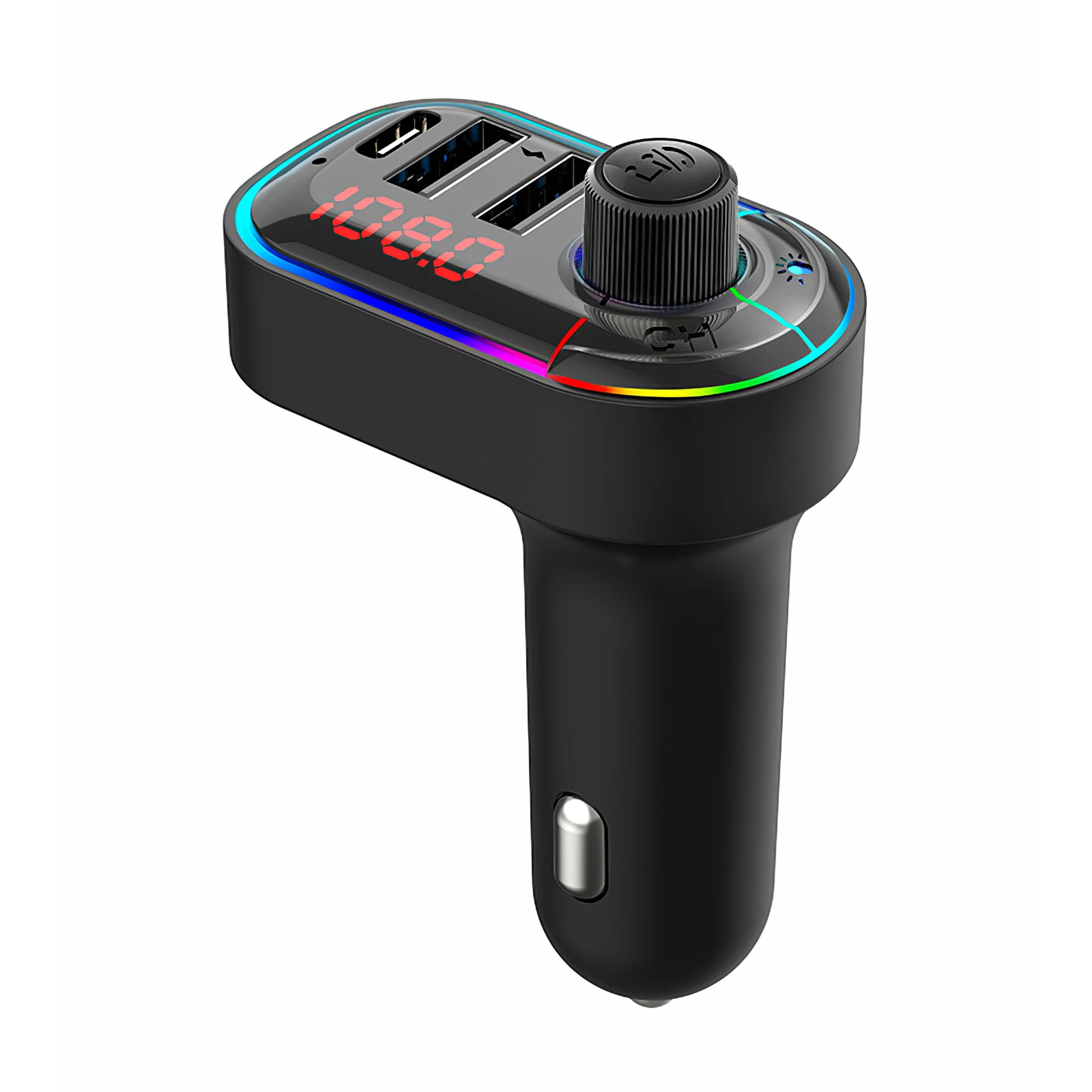 

AOZBZ Bluetooth 5.0 FM Transmitter MP3 Player Car Charger Handsfree Car Kit With 2 USB Ports 1 Type-C Port Clear Digital Screen