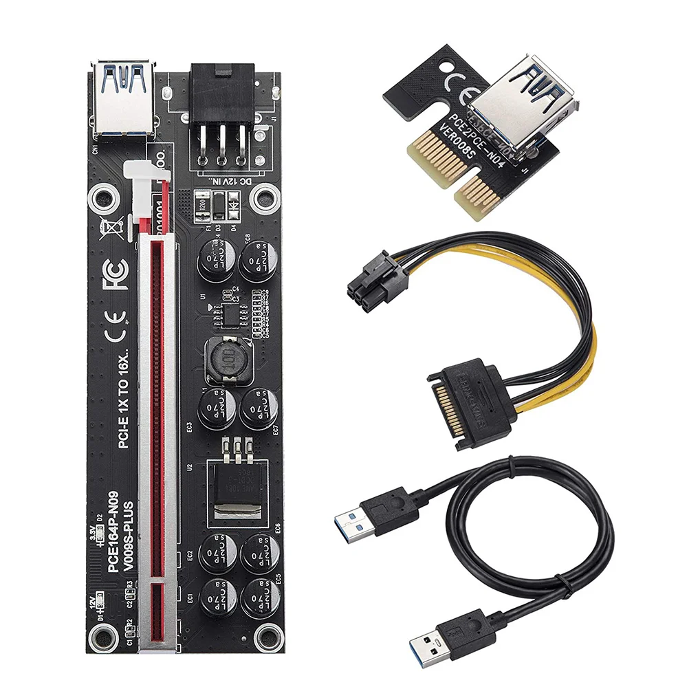 

1 Set Mining Extender 1x to 16x PCI-E Adapter 6-Pin PCI-E Adapter