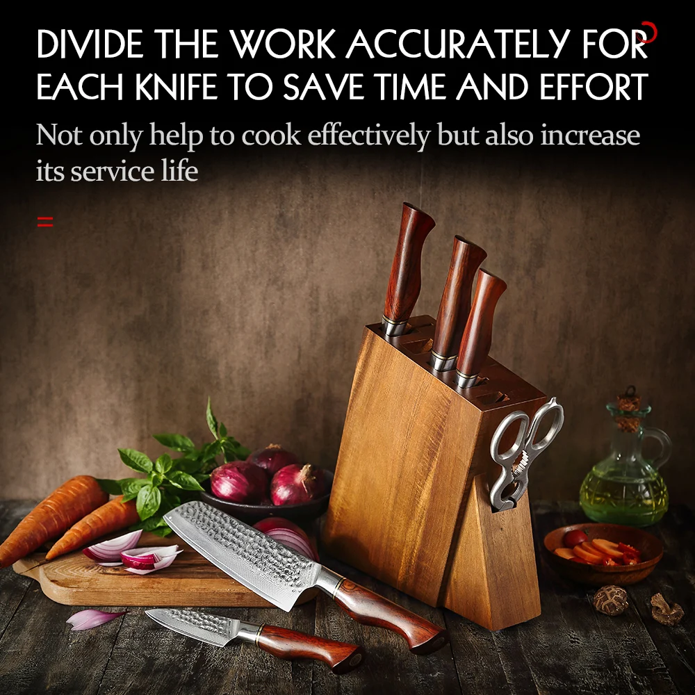 HEZHEN 1-7PC Knife Set 73 Layer Damascus Powder Steel Kitchen Tools Cook Knives Chef Santoku Utility Paring Bread Holder - купить по