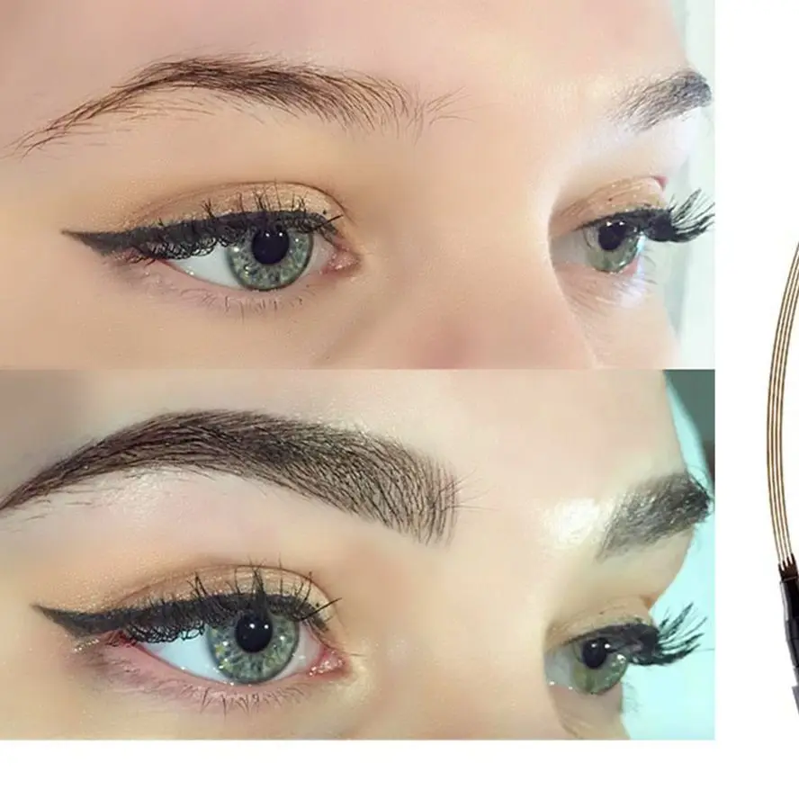 4 Points Eyebrow Pen 5 Colors Liquid Brow Pencil Dark Brown Microblading Waterproof Tattoo Cosmetic | Красота и здоровье