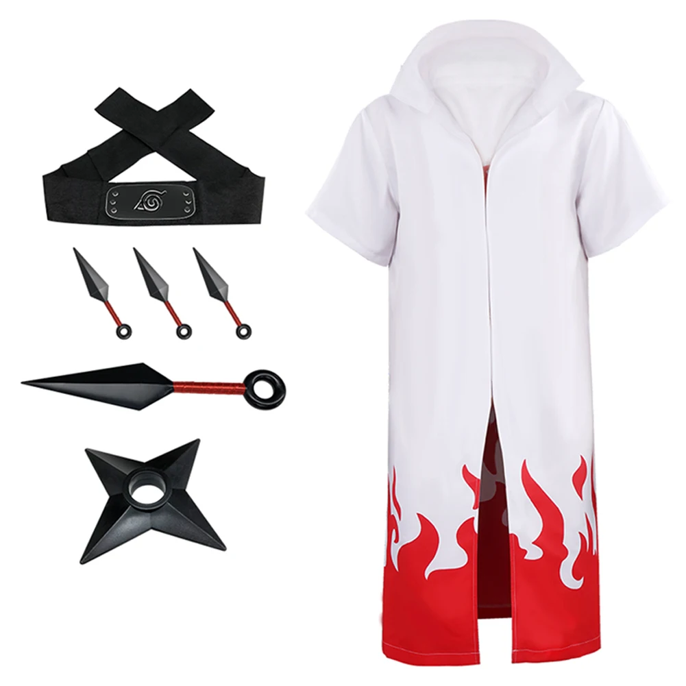 

Hokage Namikaze Minato Cosplay Costume Full set Akatsuki Kunai Ring Headband Prop JP Ninjia Outfits