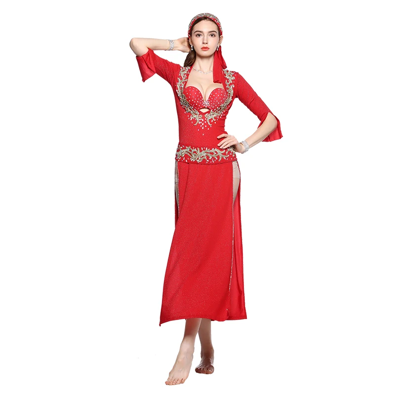 

Cane Belly Dance Dress Rhinestone Women Caderines Danza Arabe Long Robe Oriental Dance Costume Adult Arab Dancing