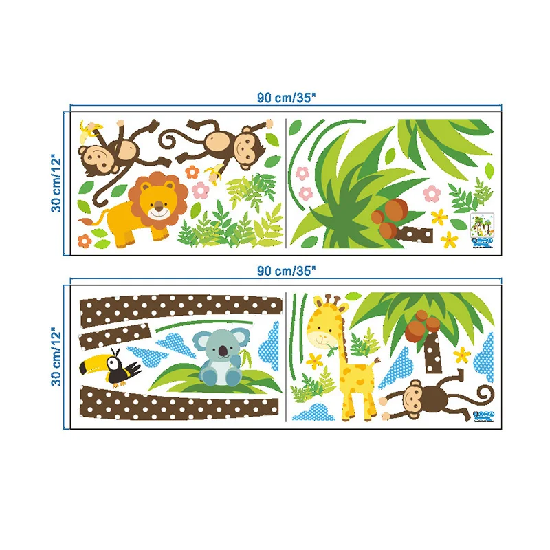 

1pc Wall Stickers Nursery Removable Decal Animals Tree Monkey Baby Nursery Room(