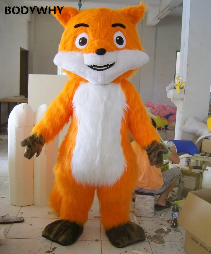 

Long Fur Helmet Orange Cat Mascot Costumes Cartoon Apparel Masquerade Cosplay