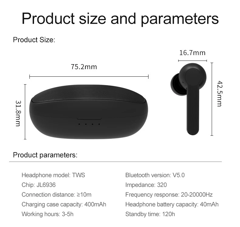 VERFANS мини наушники-вкладыши TWS с Беспроводной наушники Bluetooth 5 0 зарядным Мощность
