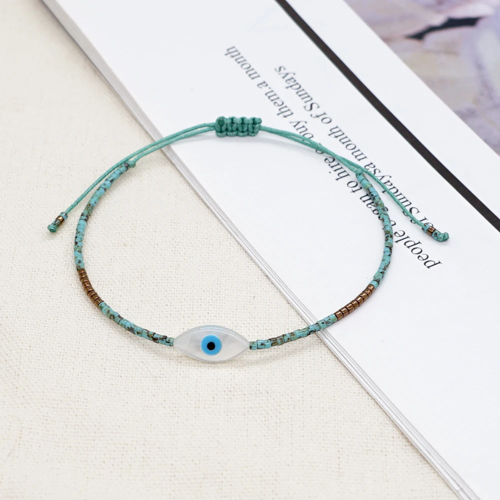 

Go2Boho Evil Eye Bracelet Turquoises Jewelry Turkish eye Bracelets for Women Miyuki Seed Beads Simple Pulseras Jewellery Gift