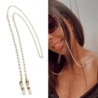 Цепочка для очков для чтения Женская, металлическая, с жемчужными бусинами, 2020