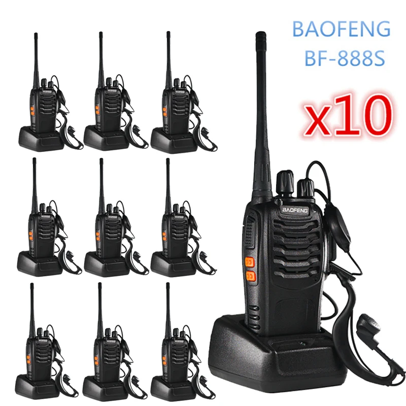 10PCS Baofeng BF 888S Walkie Talkie 6km Two Way Radio  Portable Hunting CB Ham Radio FM HF Transceiver Wireless Intercom BF888S