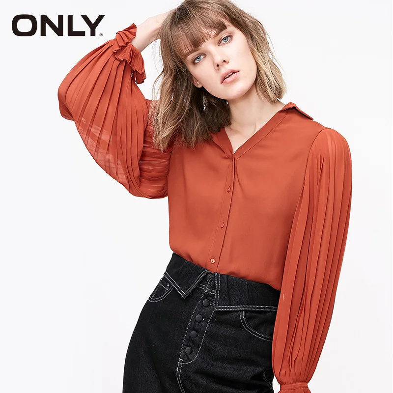 Женская Свободная шифоновая рубашка с V-образным вырезом и длинными рукавами |