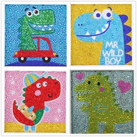 diamond painting kits for kid diy 5d dinosaur mosaic making without frame for kid easy to diy full drill painting by number kits