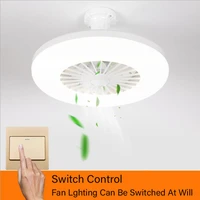 smart ceiling fan fans with lights no remote control bedroom decor ventilator lamp 28cm air invisible blades restroom e27 220v