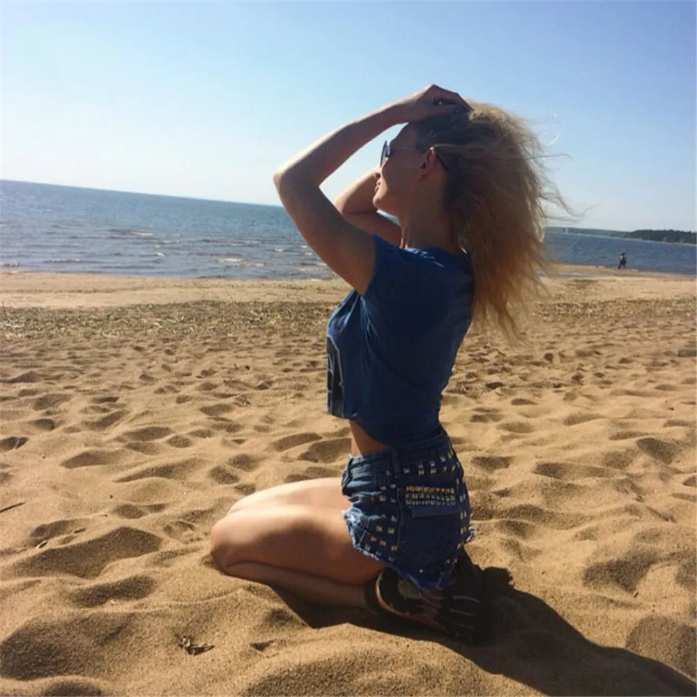 Велосипедки женские с бахромой и заклепками модные брендовые винтажные рваные