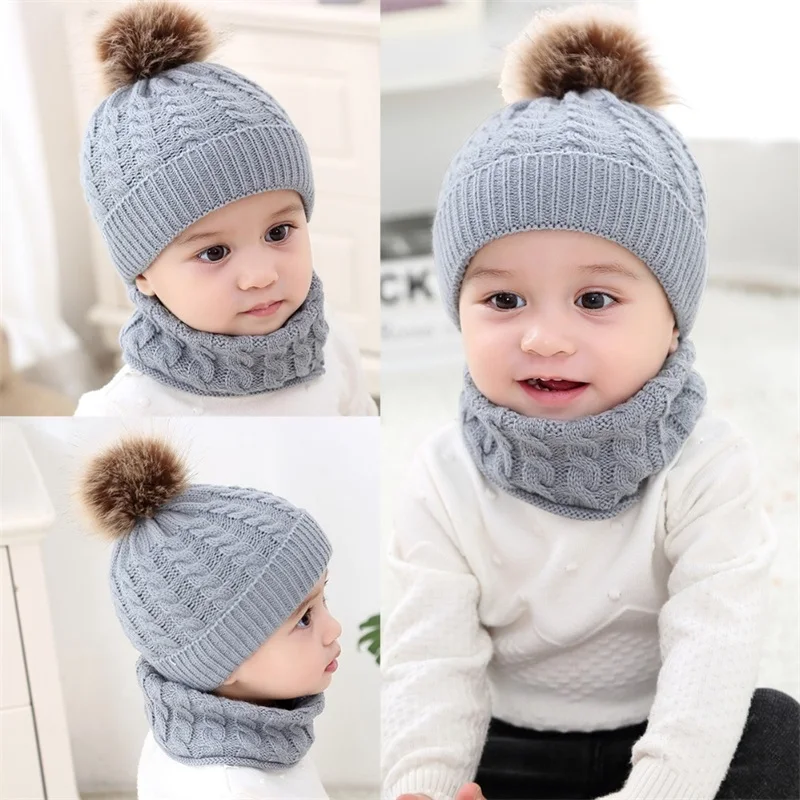 REAKIDS 2 шт./компл. подходит для новорожденных детские зимние шапки + шарф костюм