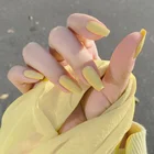 EUBO 24 шт.кор. полное покрытие накладные ногти матовый желтый чистый матовый акриловый балерины акриловые для ногтей для женщин и девочек